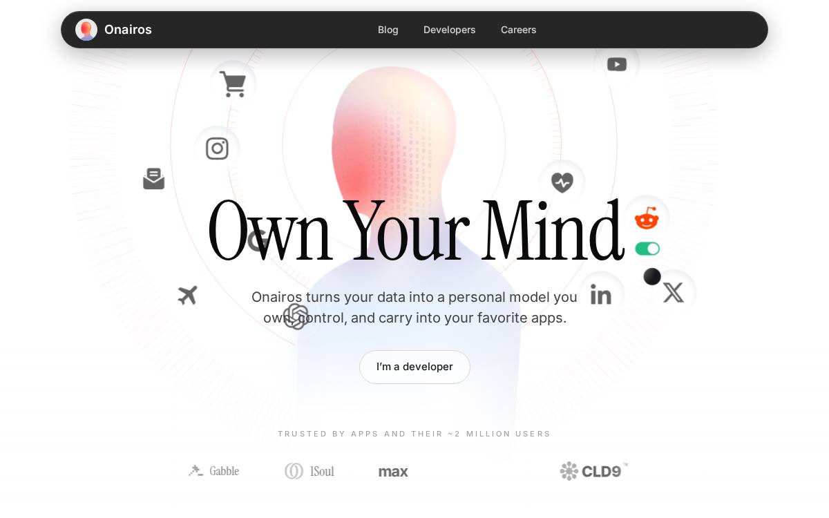 Onairos website preview