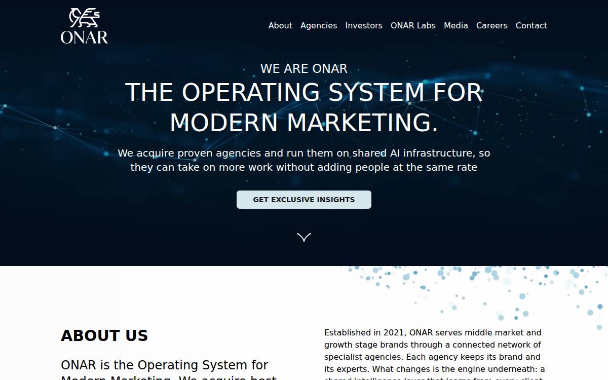 Onar Holding website preview