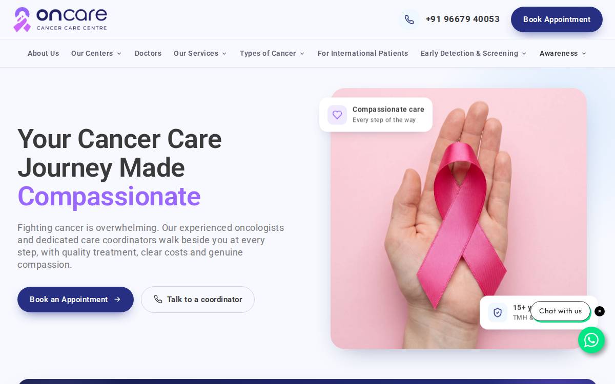 Oncare website preview