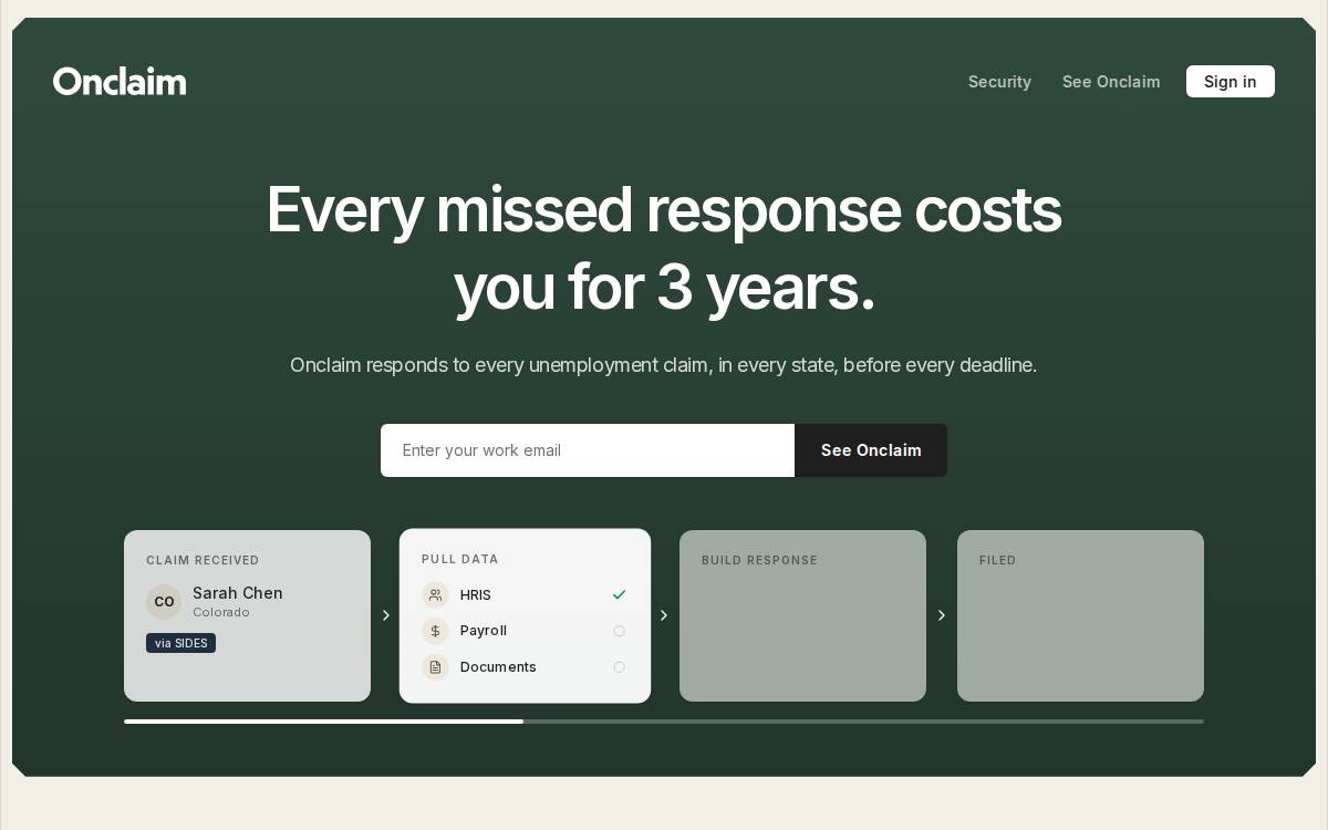 Onclaim website preview