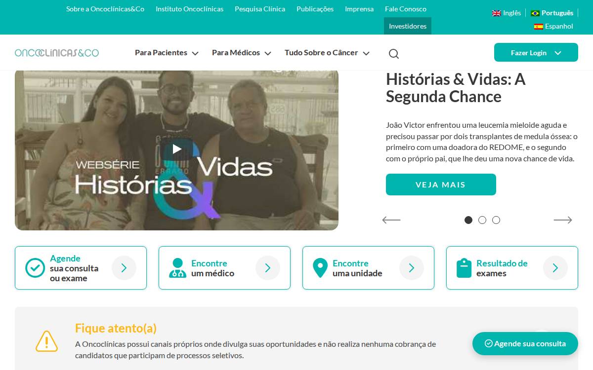 Oncoclínicas website preview