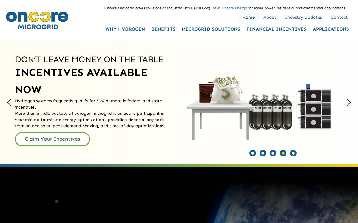 Oncore Microgrid website preview