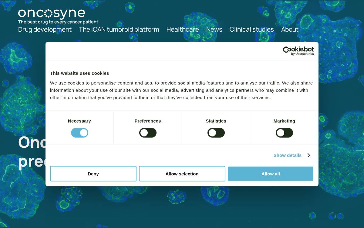 Oncosyne website preview