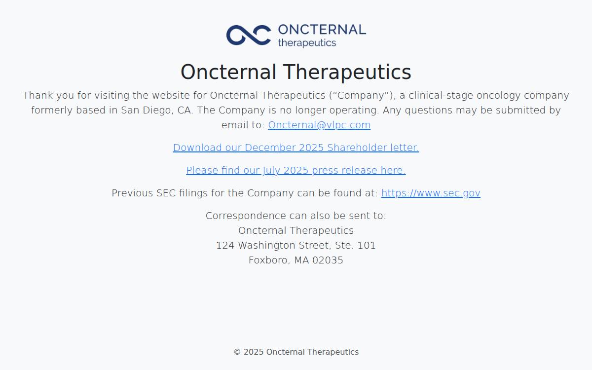Oncternal Therapeutics website preview