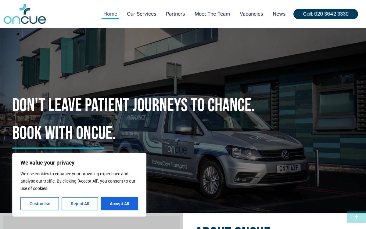 OnCue website preview