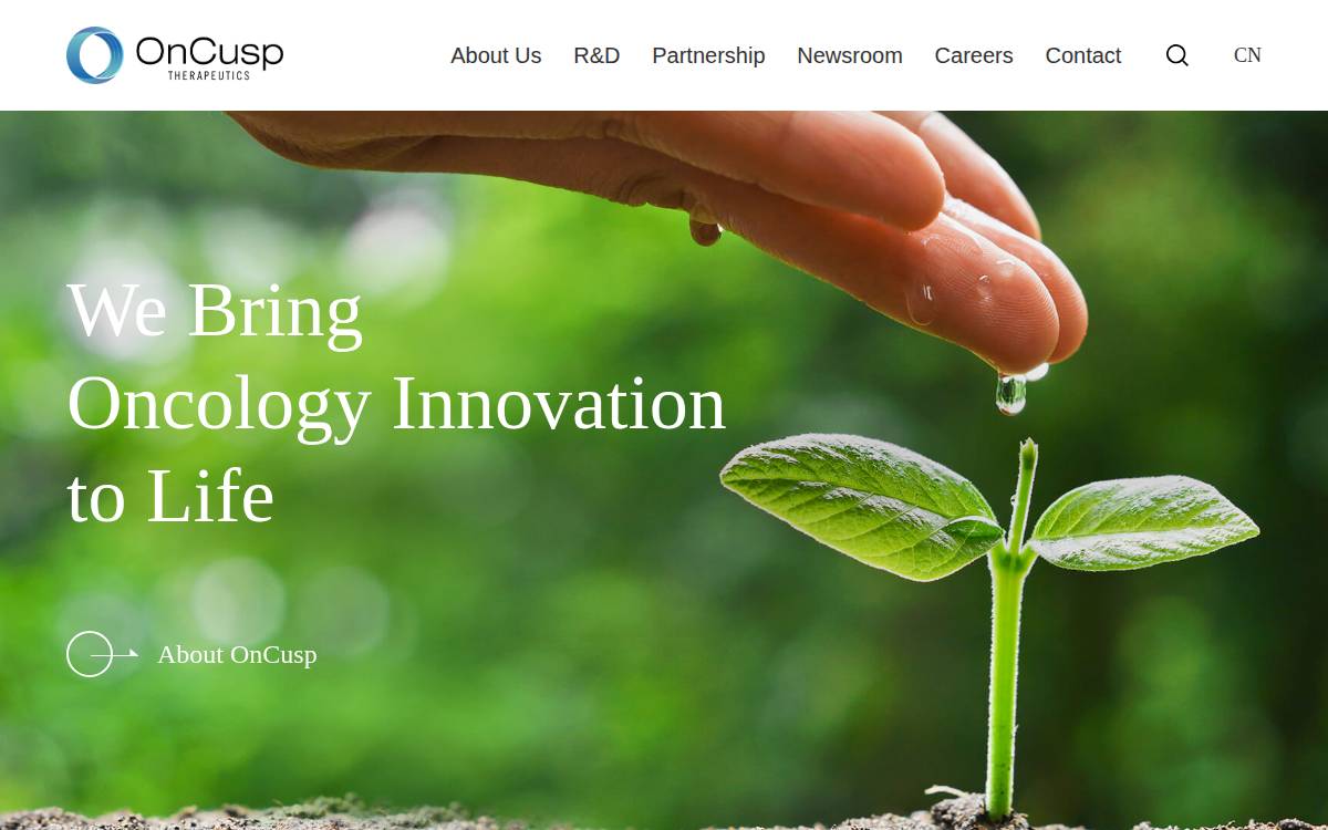 Oncusp Therapeutics website preview