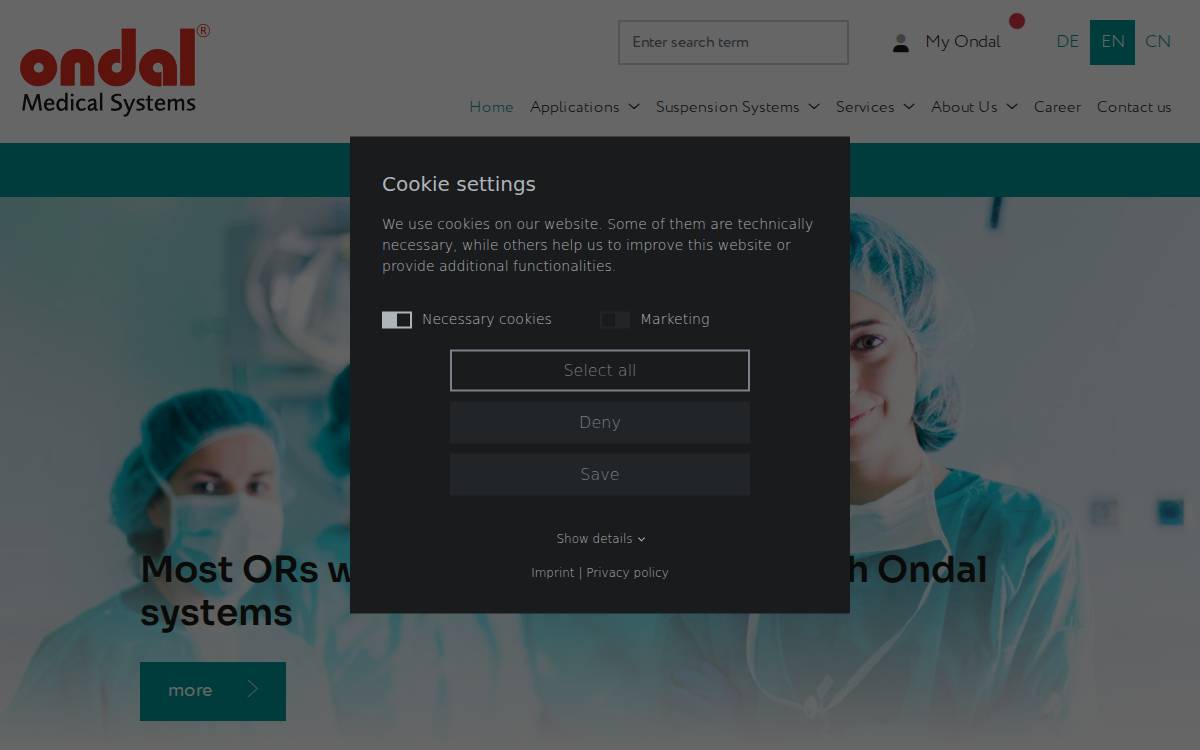 Ondal Medical Systems website preview