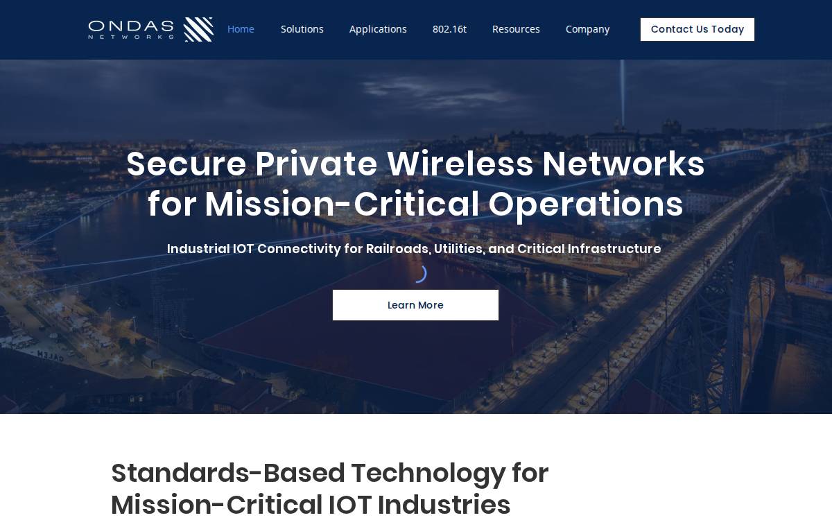 Ondas Networks website preview