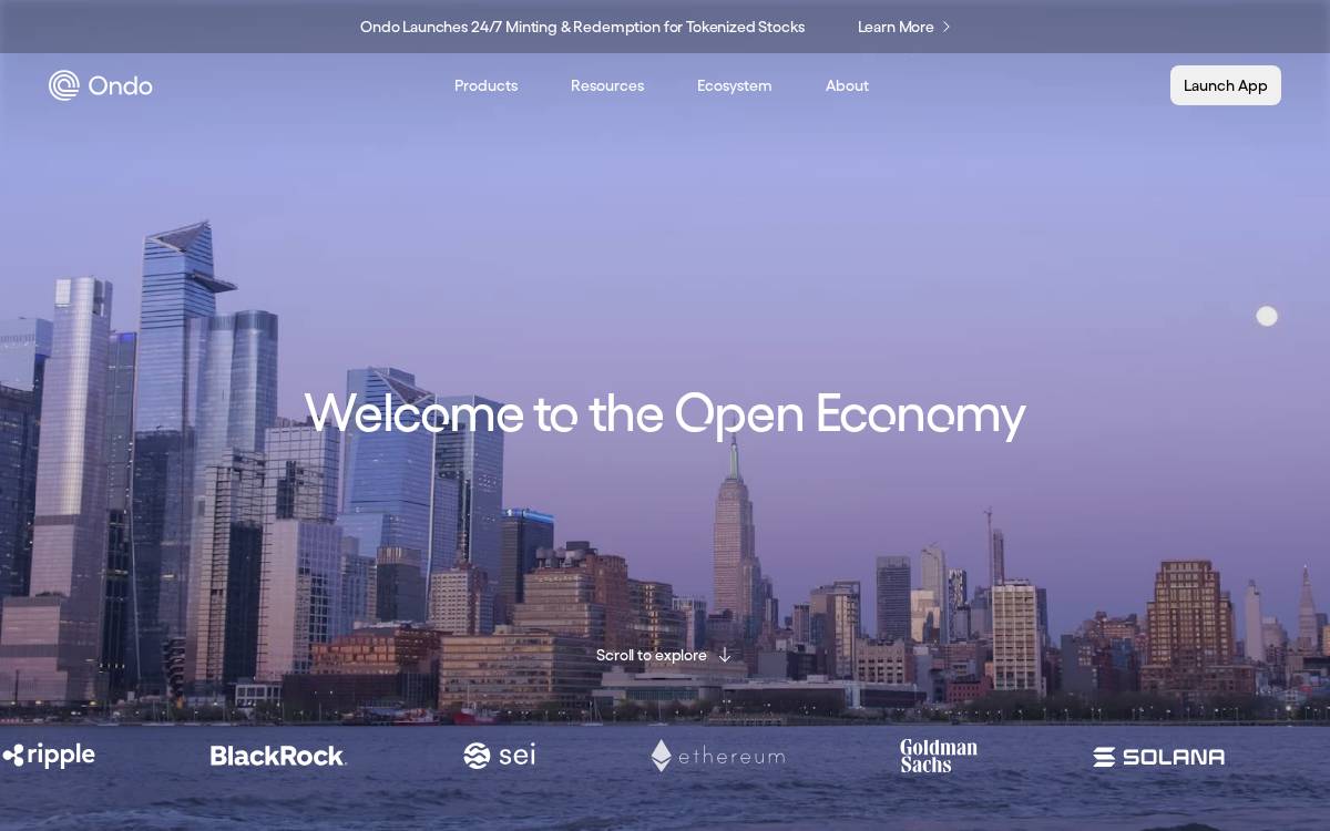 Ondo Finance website preview