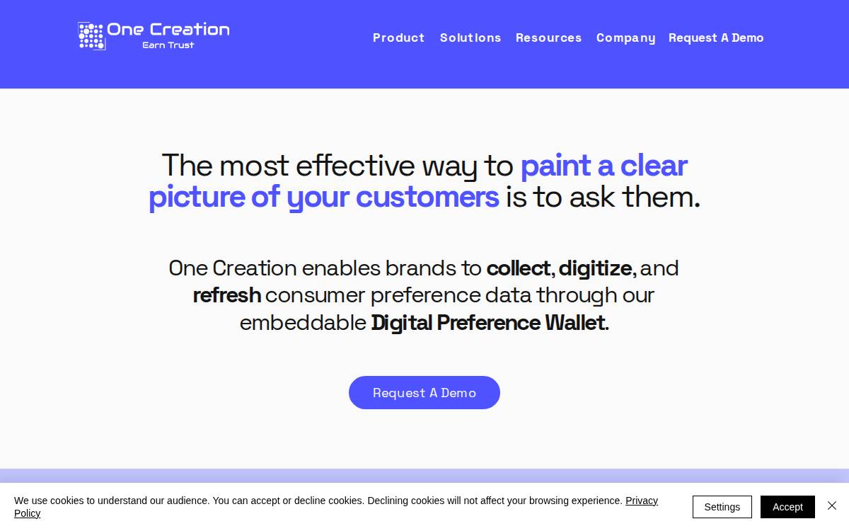 One Creation website preview
