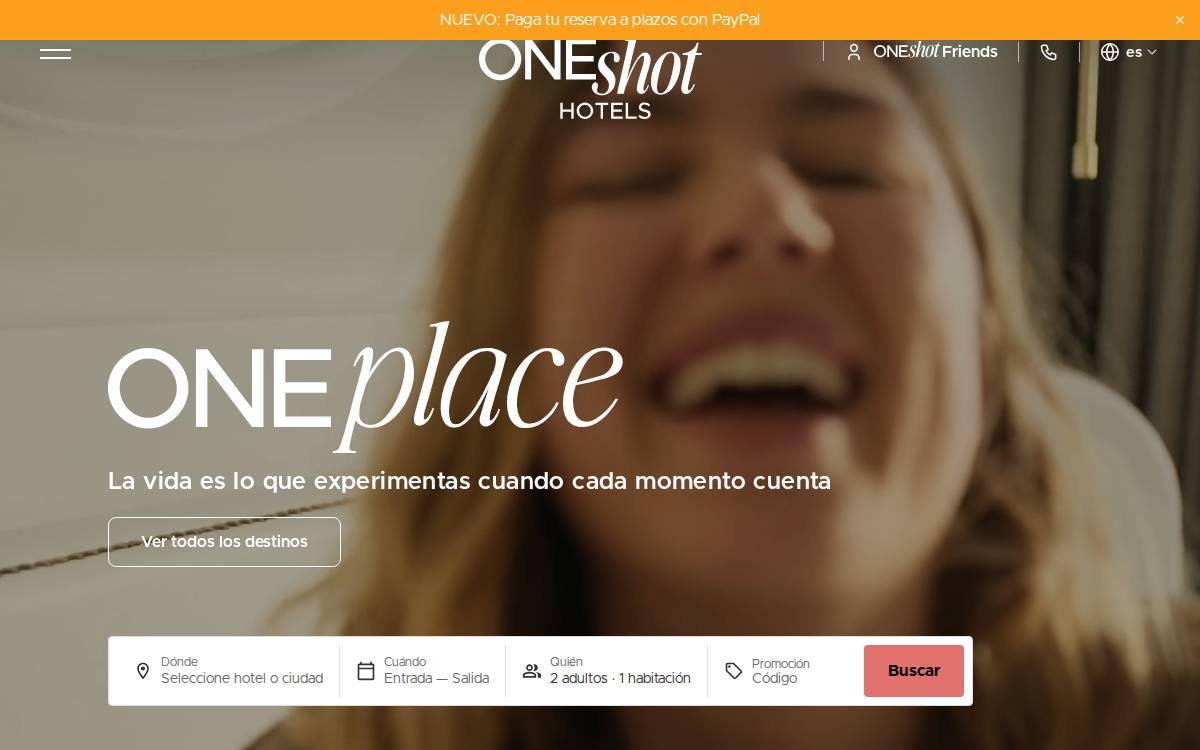 One Shot Hotels website preview