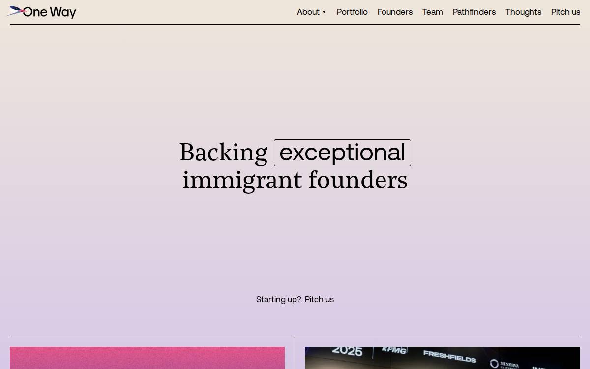 One Way Ventures website preview