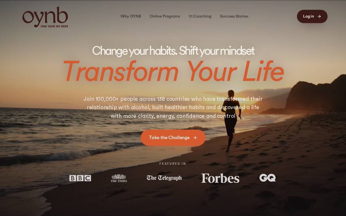 One Year No Beer Habit change website preview