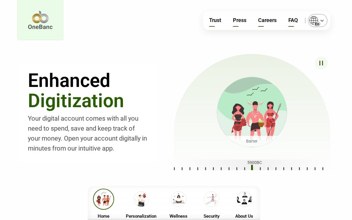 Onebanc website preview