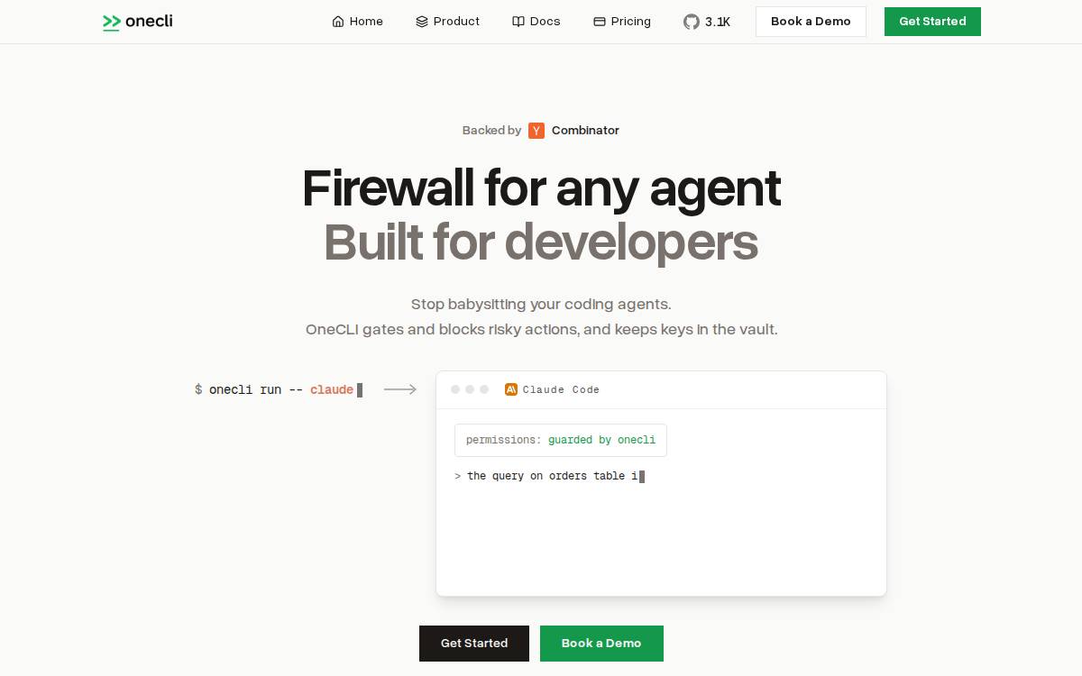 OneCLI website preview