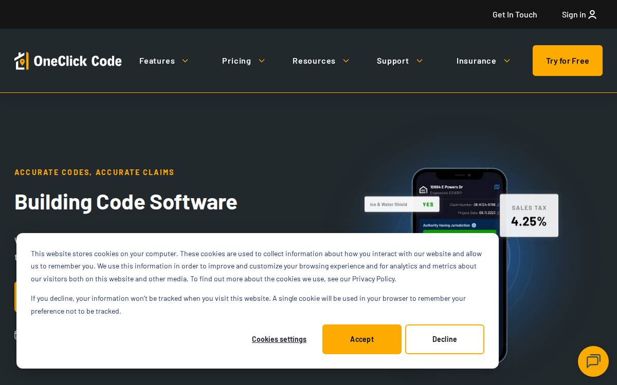 OneClick Data website preview