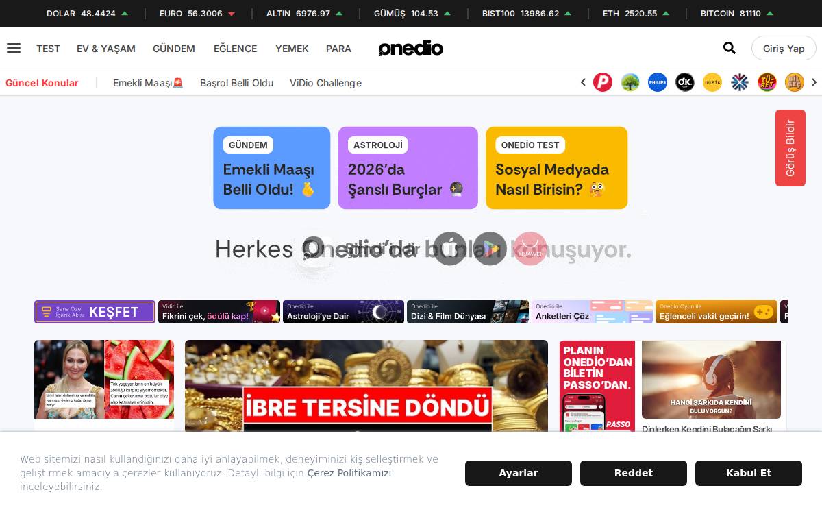 Onedio website preview