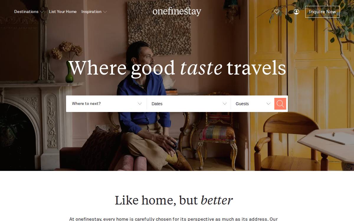 Onefinestay website preview