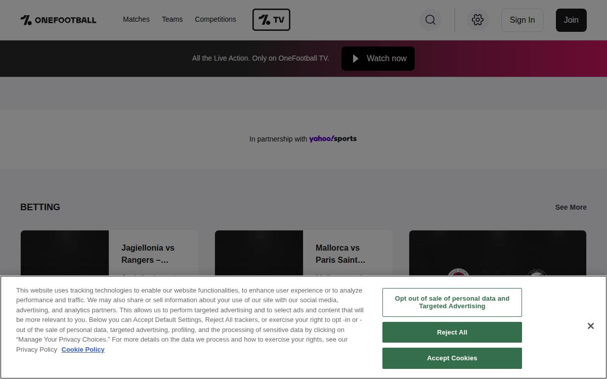 OneFootball website preview