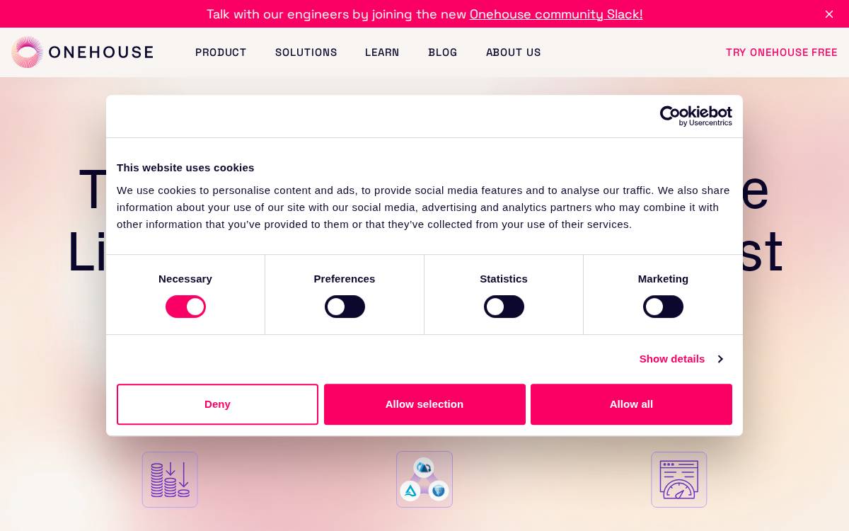 Onehouse website preview