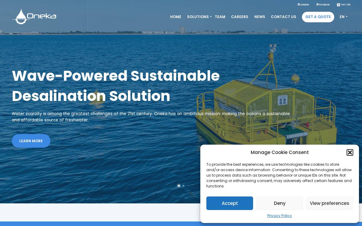 Onekawater website preview