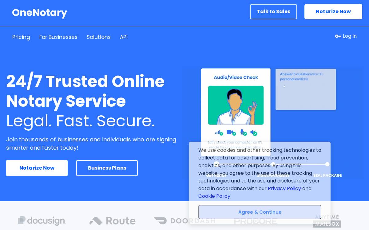 Onenotary website preview