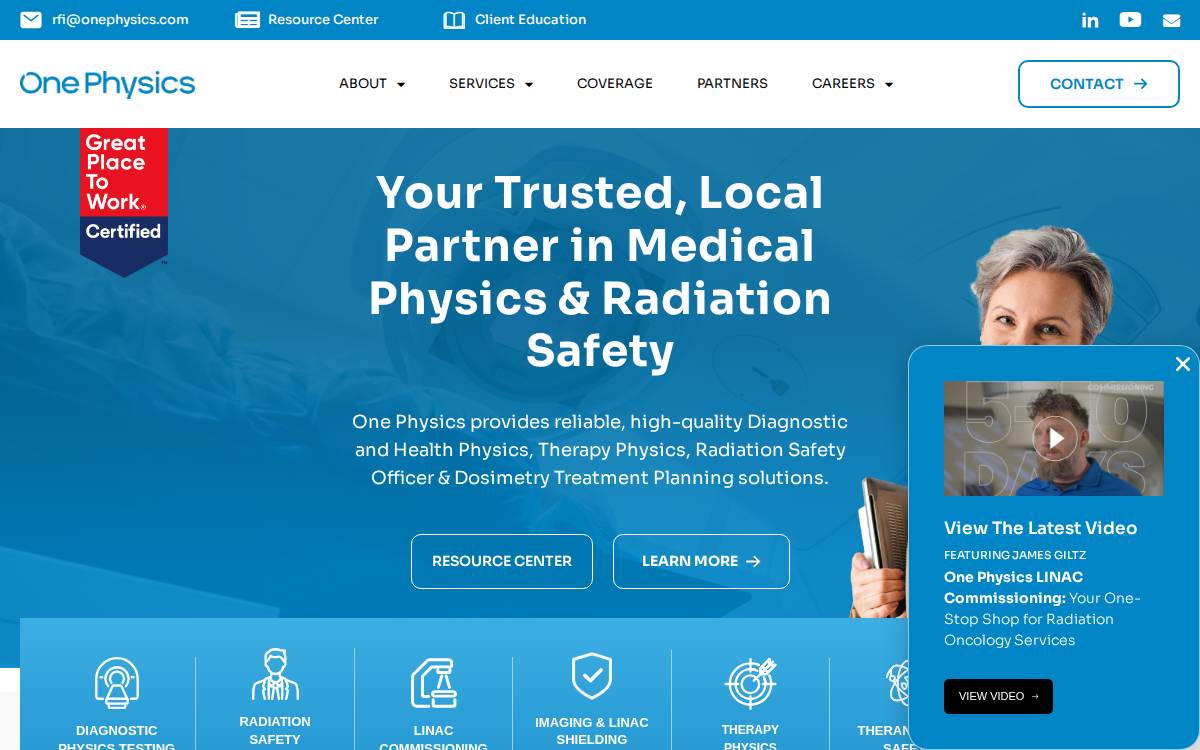 One Physics website preview