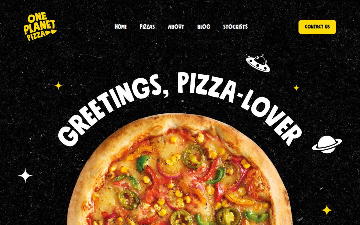 One Planet Pizza website preview