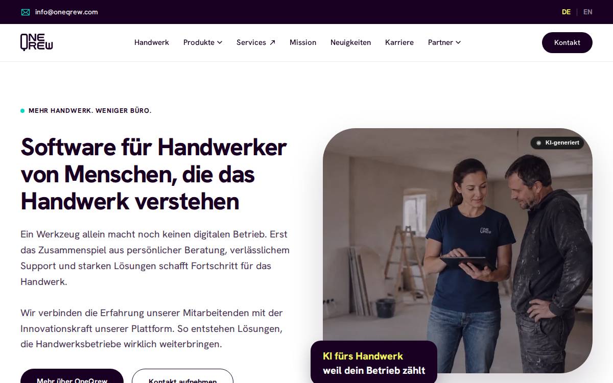 OneQrew website preview