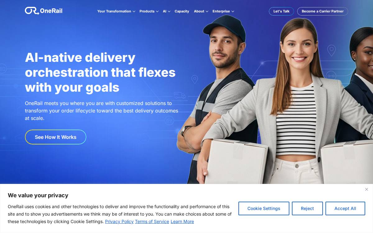OneRail website preview