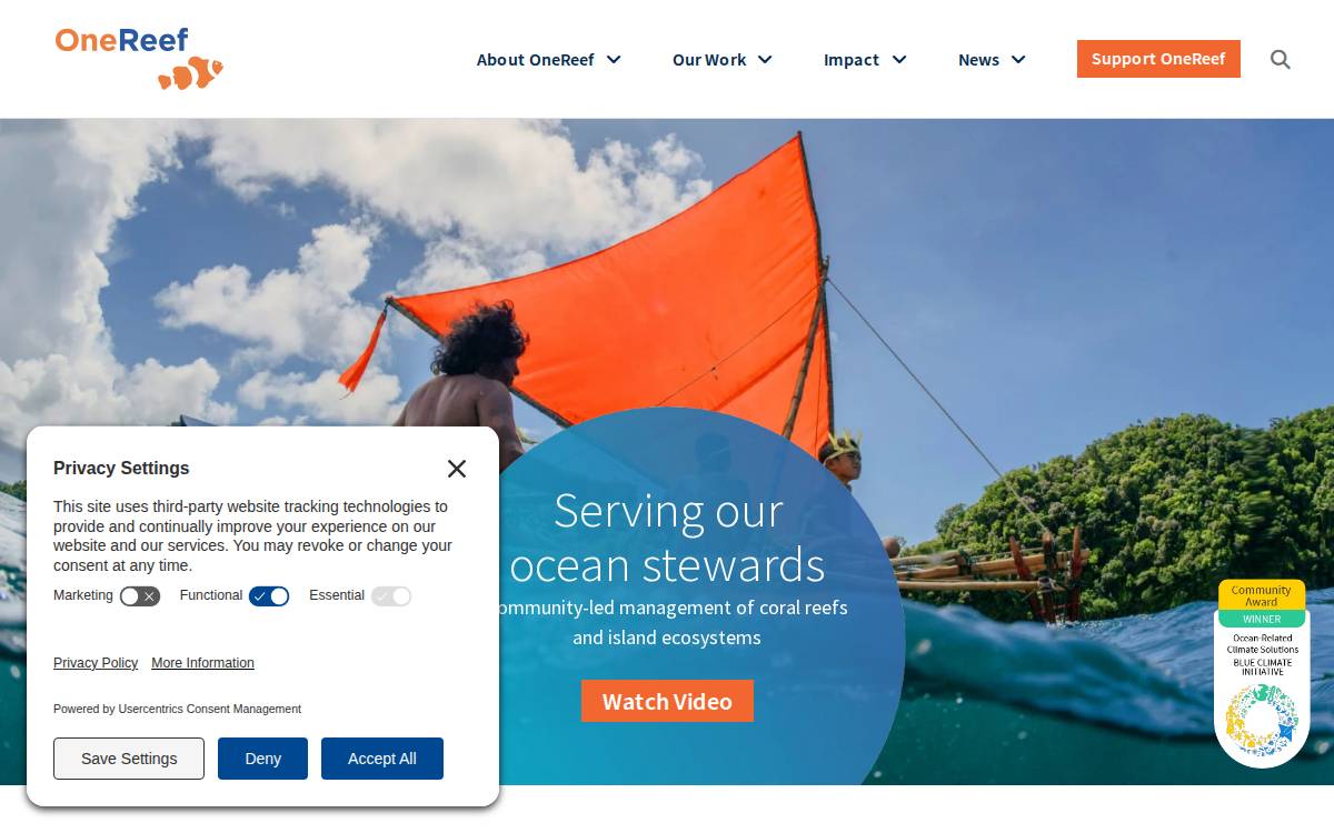 Onereef website preview