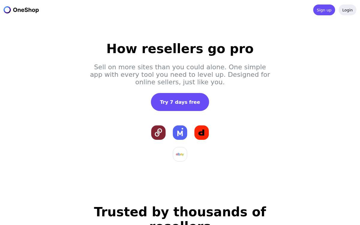 OneShop website preview