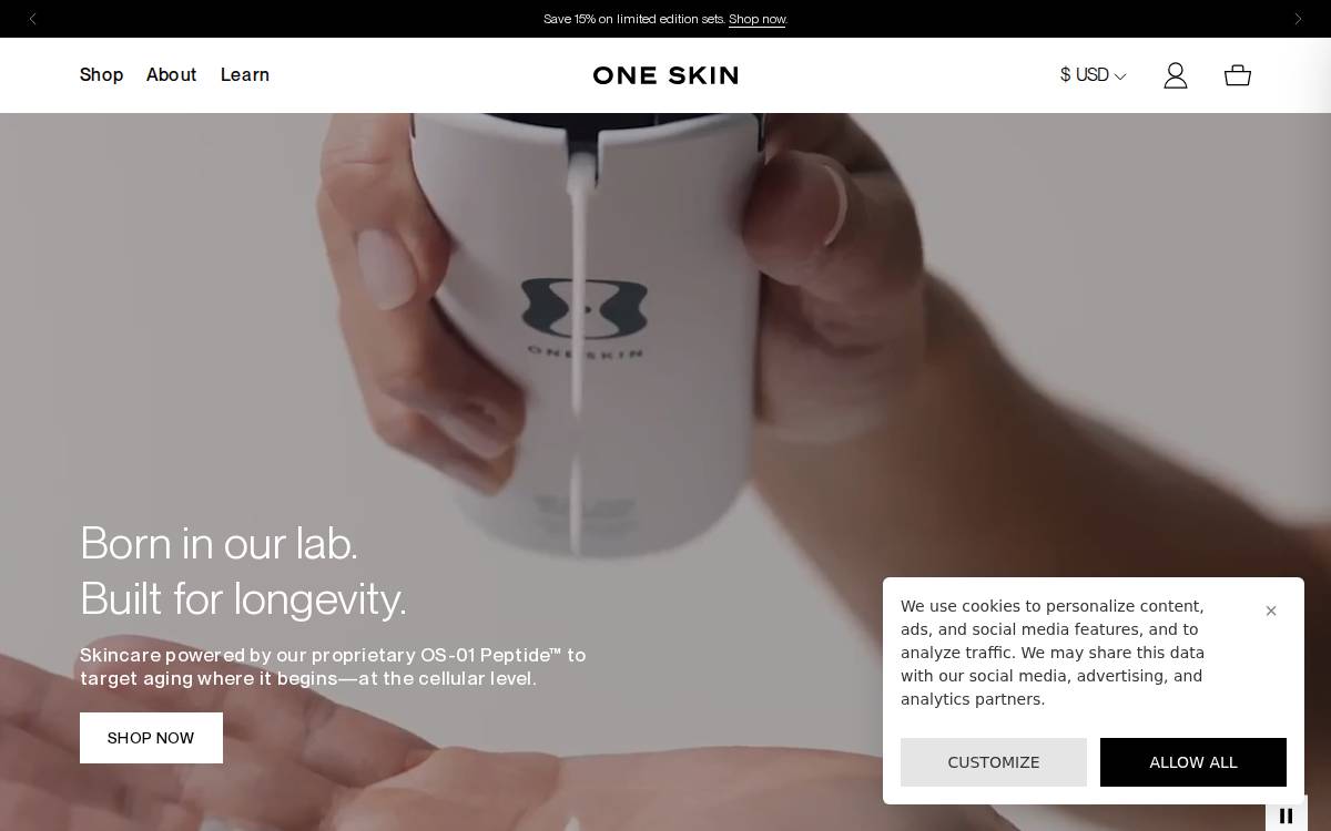 OneSkin website preview