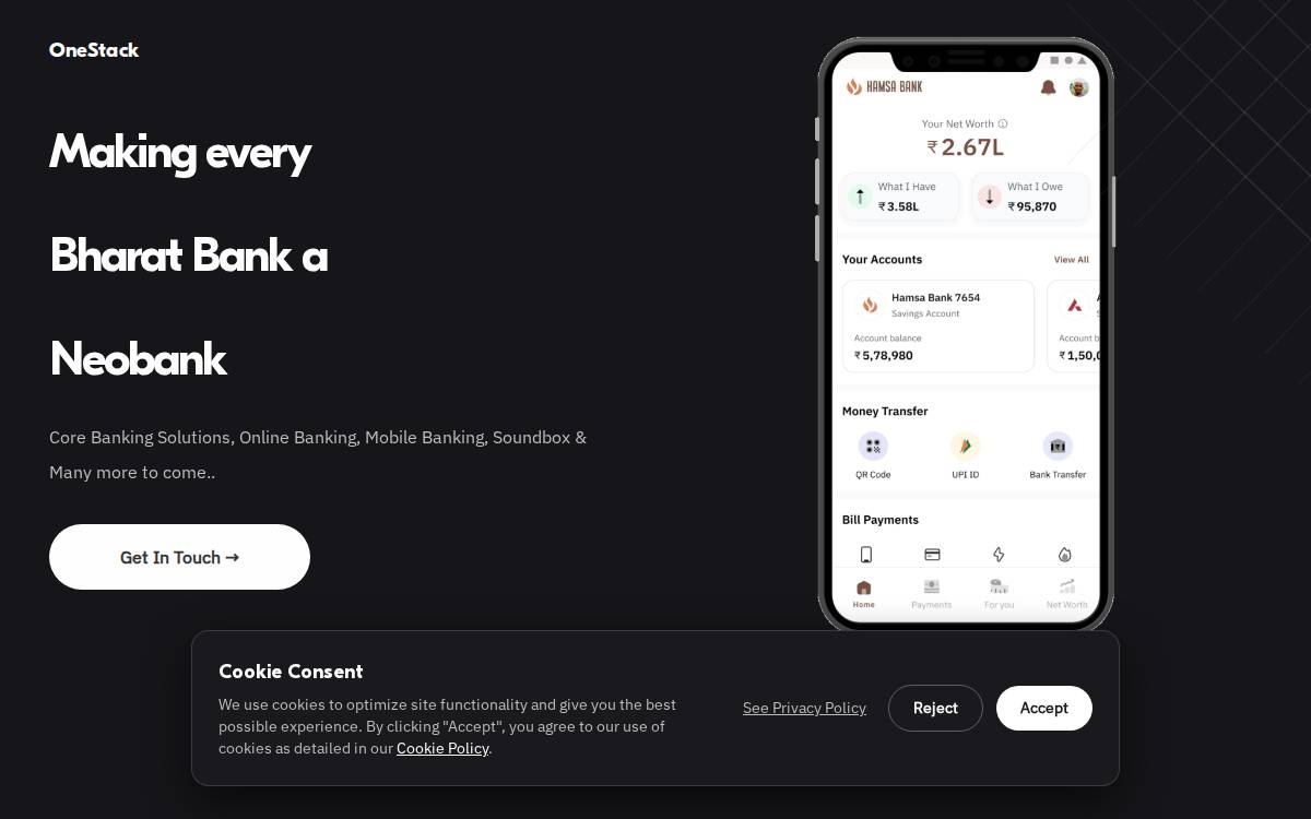 OneStack website preview