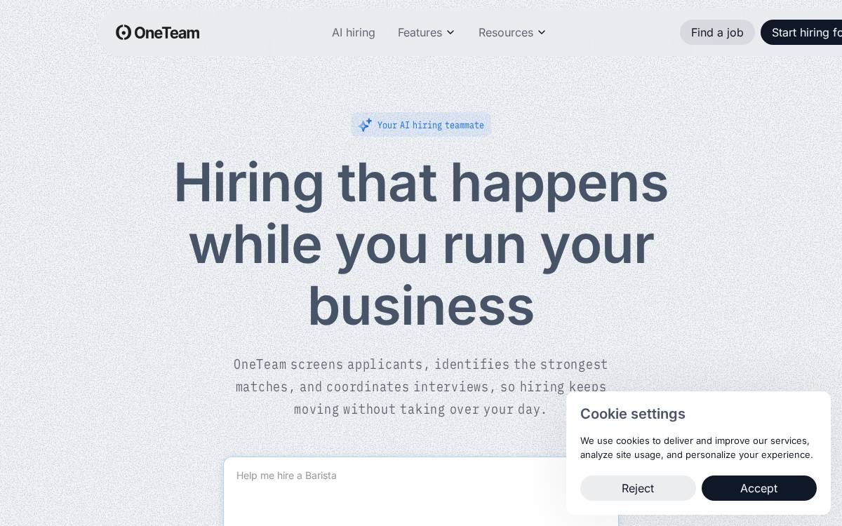 OneTeam website preview