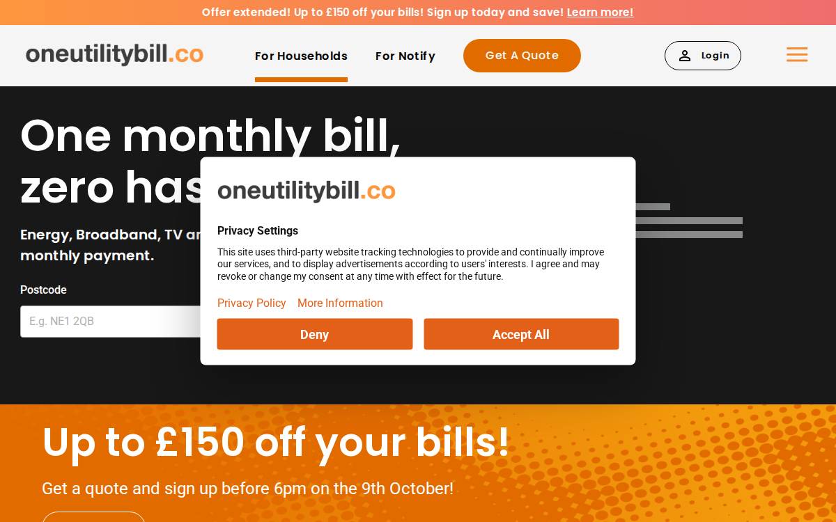 One Utility Bill website preview