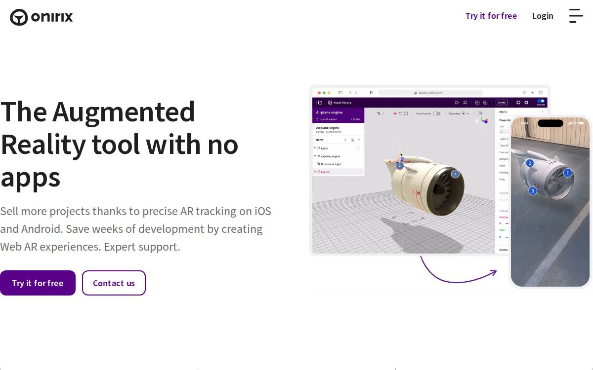 Onirix website preview