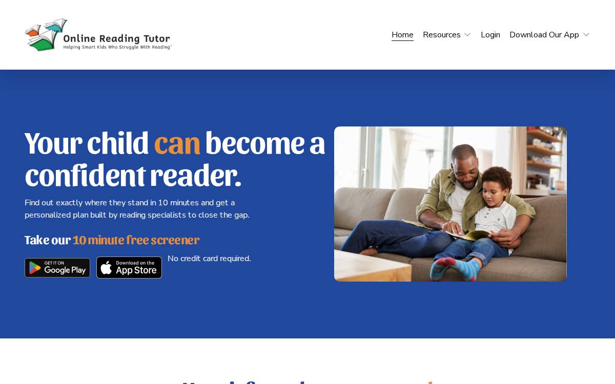Online Reading Tutor Website website preview