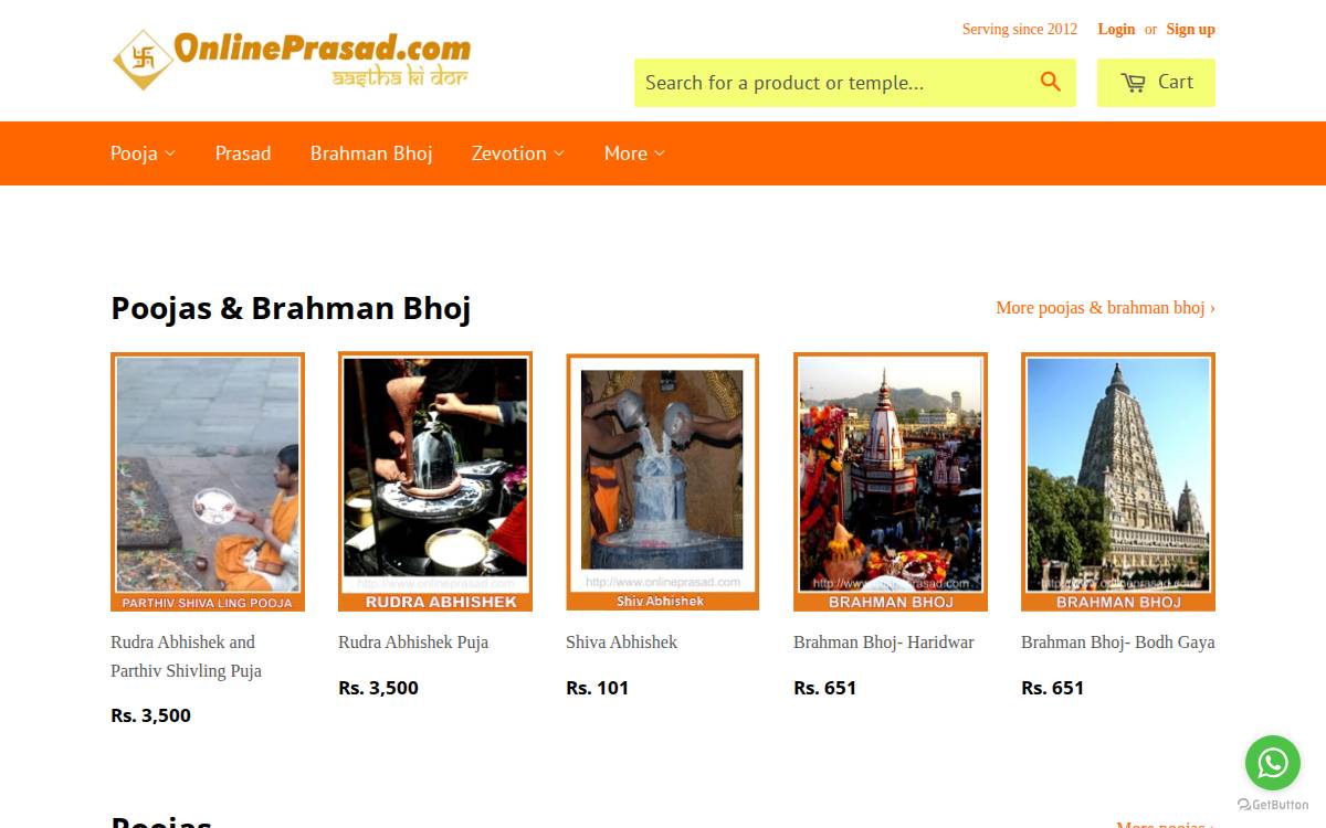 Online Prasad website preview