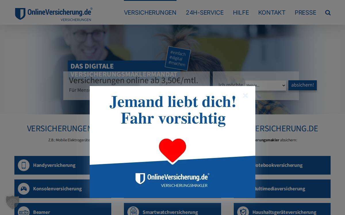 Onlineversicherung website preview