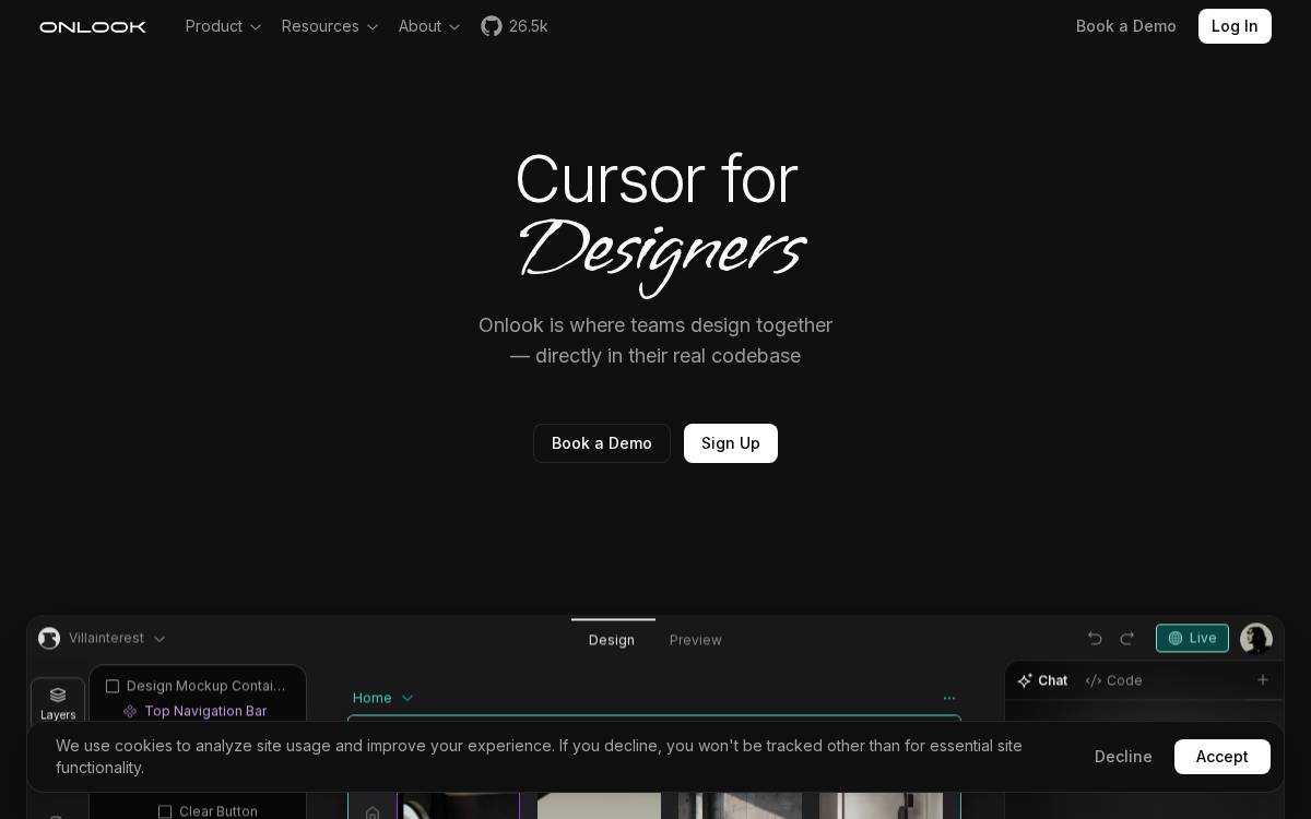 Onlook website preview