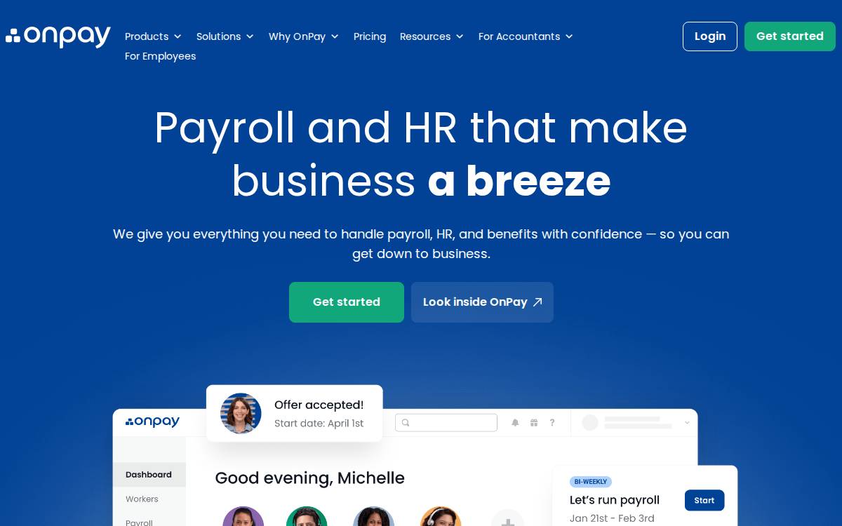 OnPay website preview