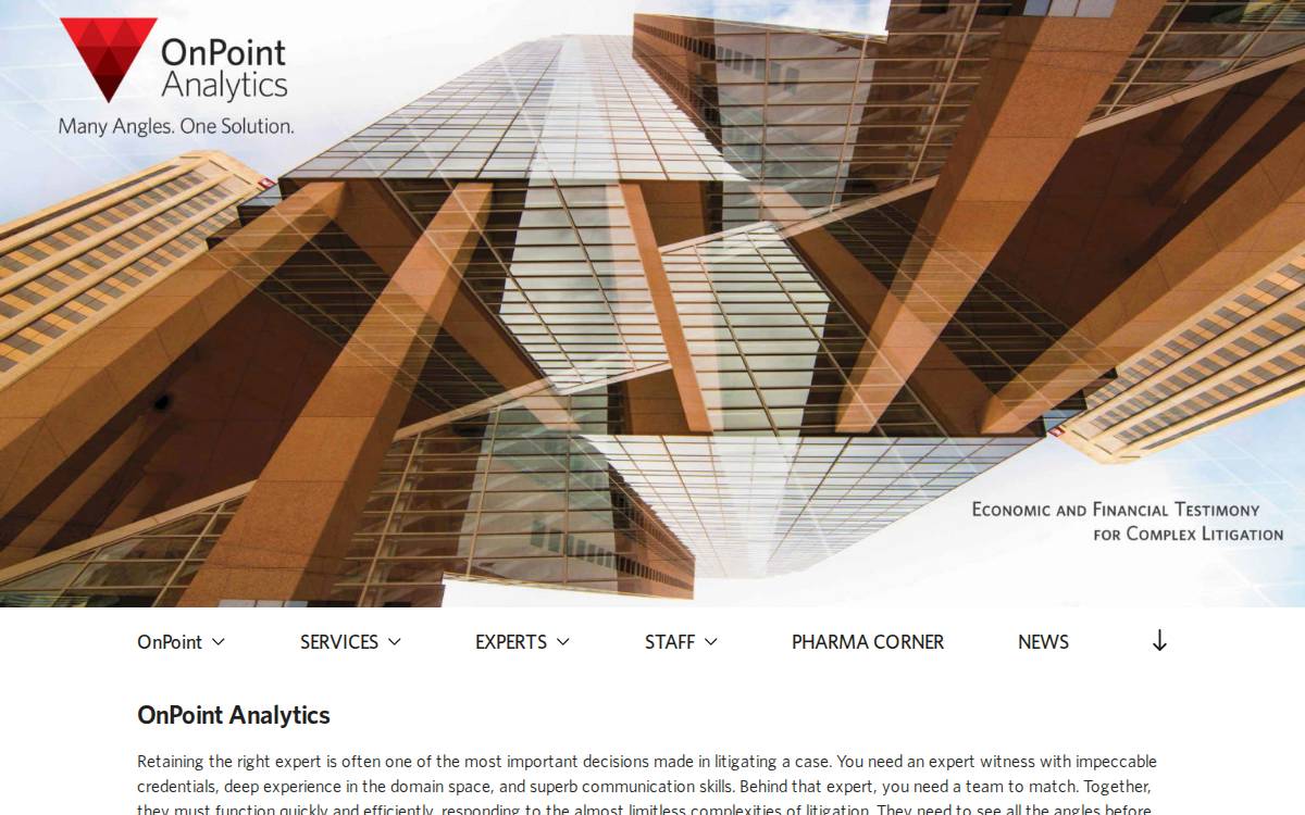 OnPoint Analytics website preview