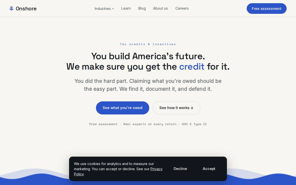 Onshore website preview