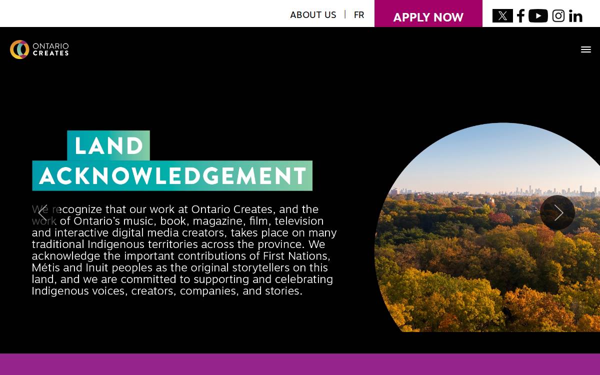 Ontariocreates website preview