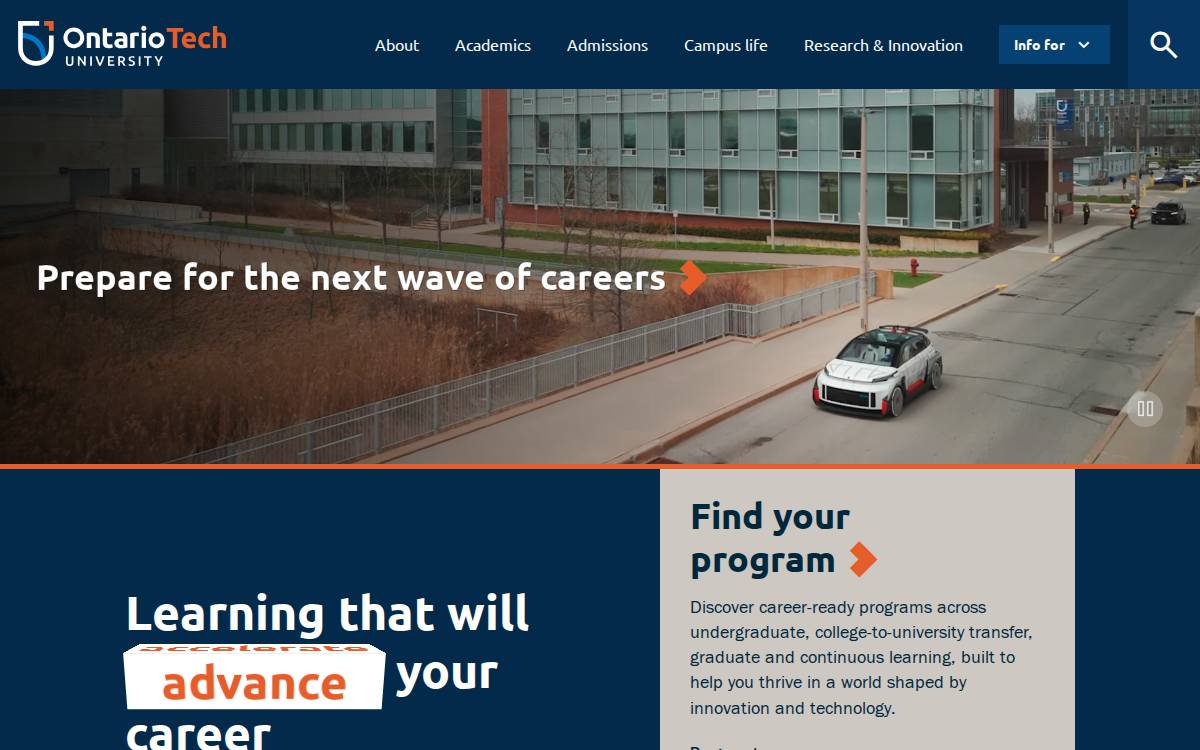 Ontariotechu website preview