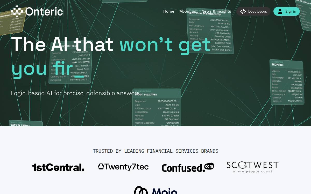 Onteric website preview