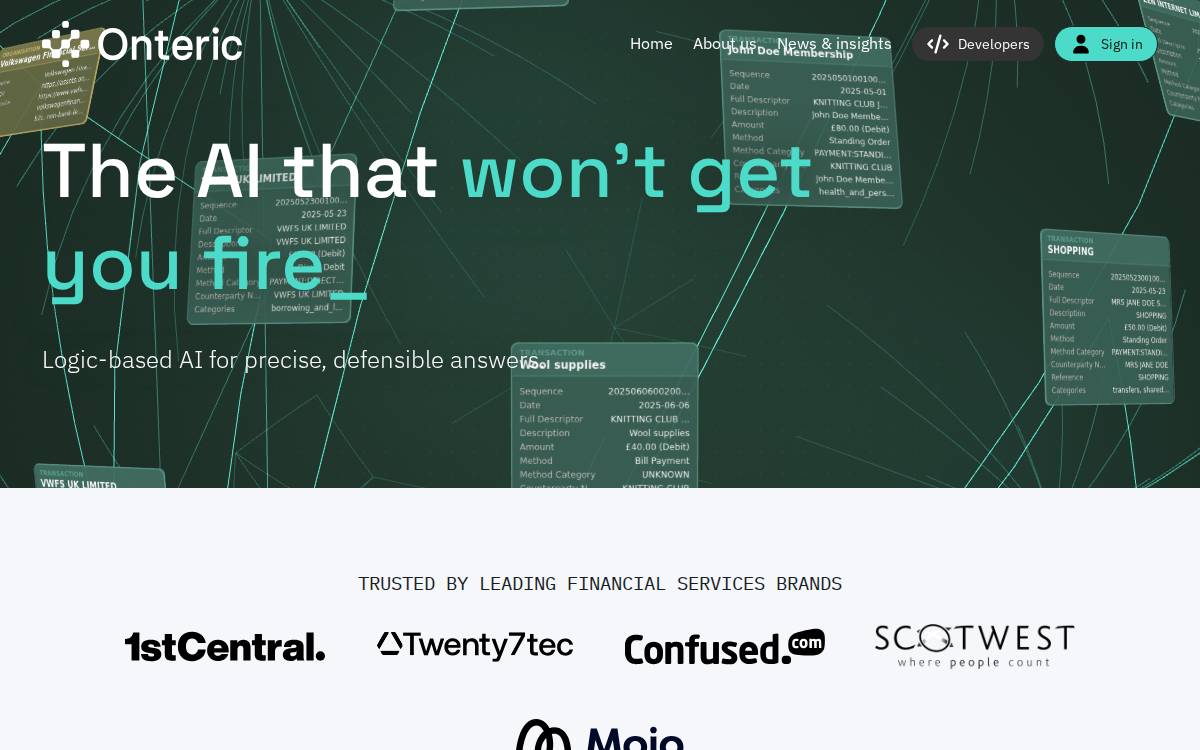 Onteric website preview