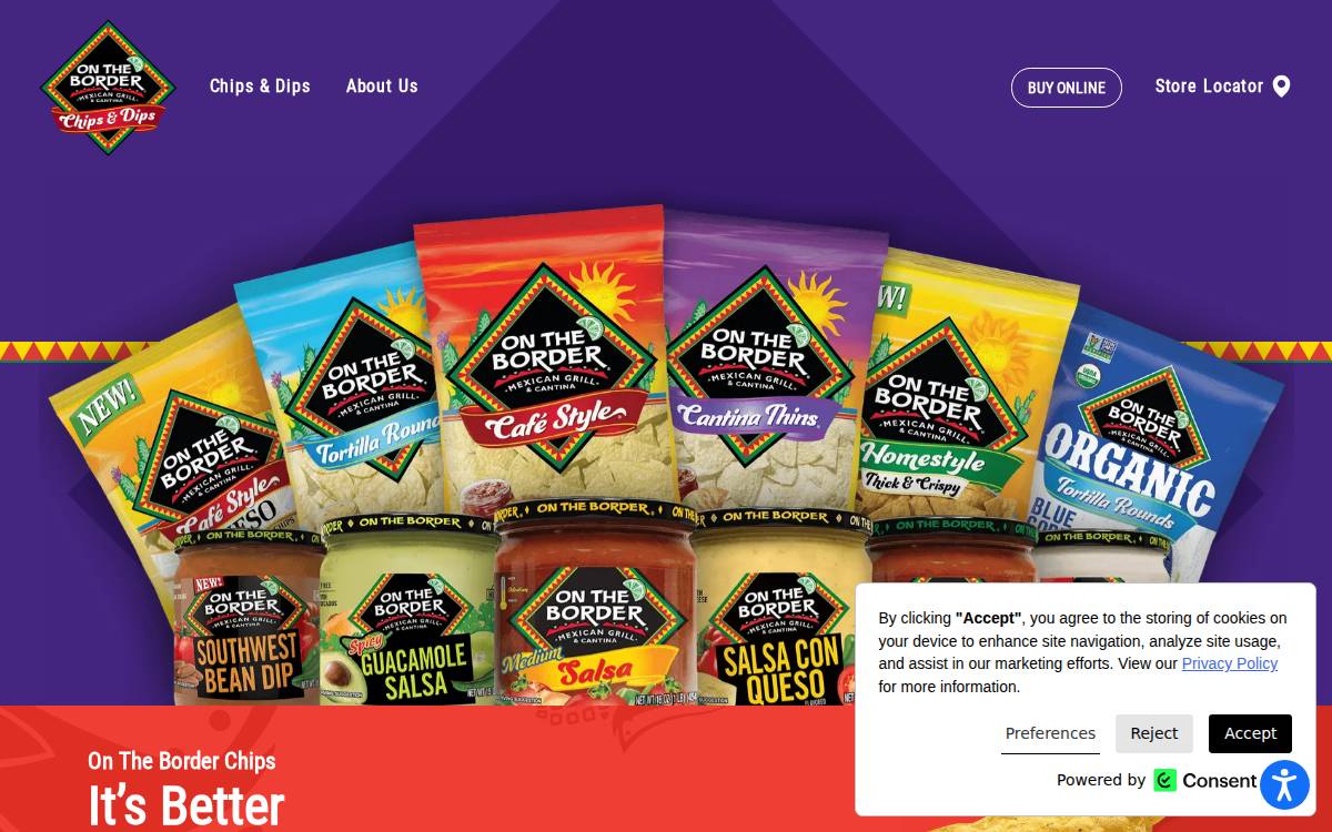 Ontheborderchips website preview