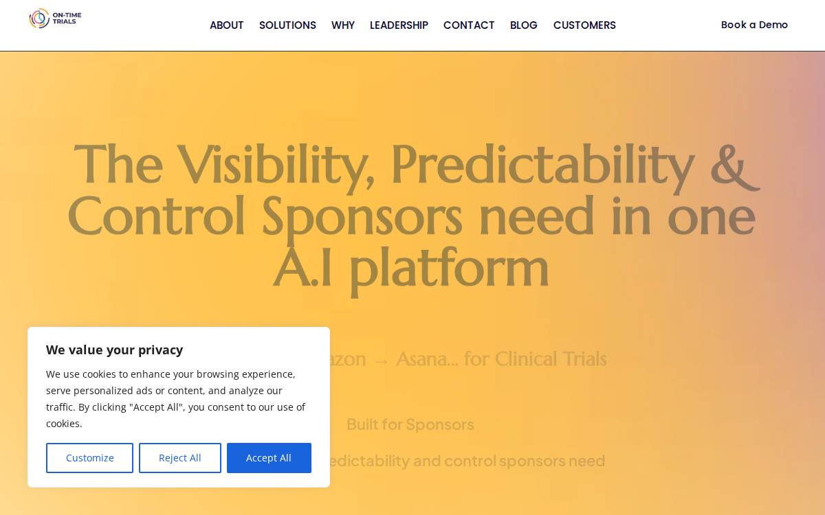 Ontimetrials website preview